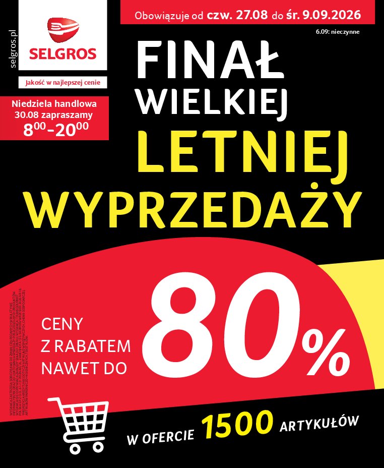 Gazetka Selgros 27/08/2026 – 09/09/2026